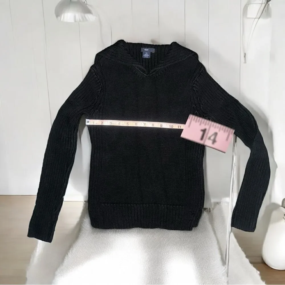 GAP l Kids Black Long-Sleeve Sweater l Flap Collar l XS l EUC